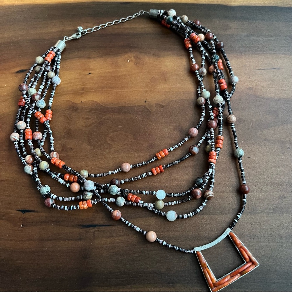 💙Vintage Sterling Silver Multi-Strand Beaded Necklace - Picture 5 of 8